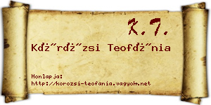 Körözsi Teofánia névjegykártya